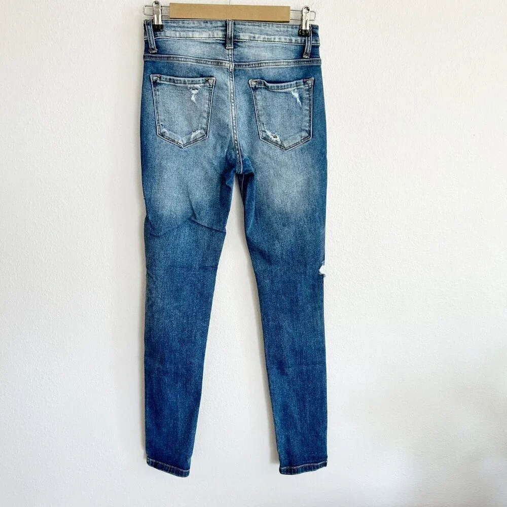 KanCan Jeans Mid Rise Ankle Skinny Distressed Medium Wash Stretch